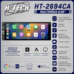 Multimpidia MP5 HT-2694CA tela 6.8" Carplay sem Fio