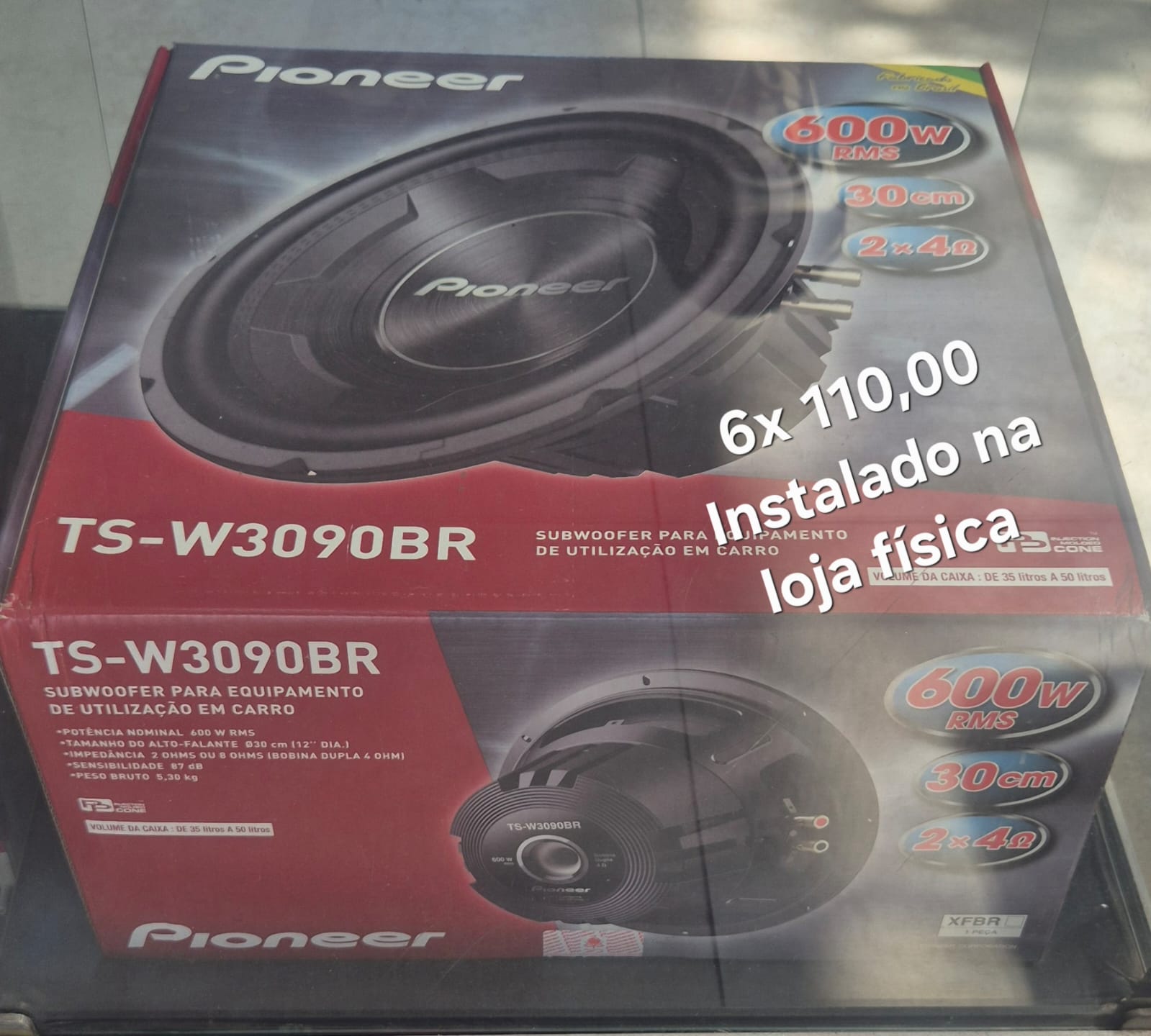 ALTO FALANTE SUB WOOFER 12" PIONEER TS-W3090BR 600W